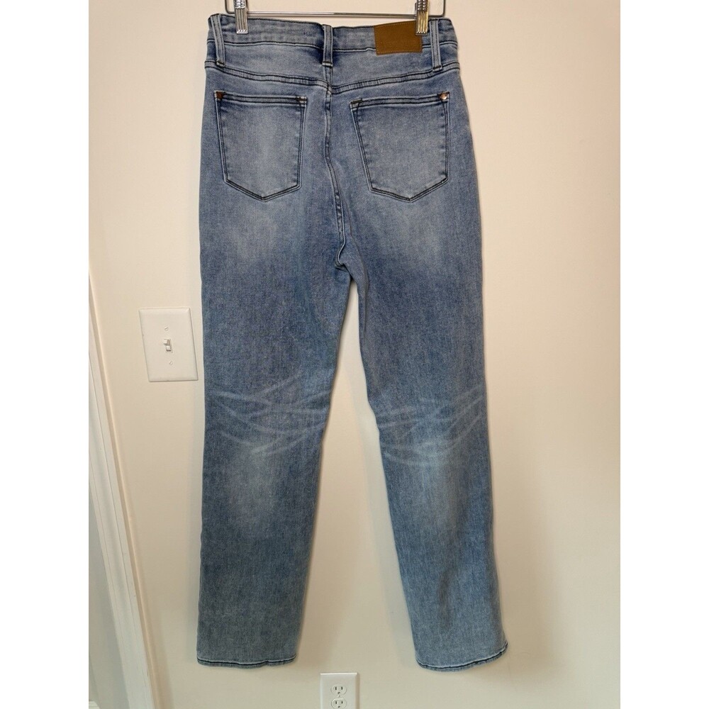 Judy Blue Jeans Plaid Cuff Sz 7/28 Med Wash Straight Fit Stretch JB88747 MD - Picture 4 of 15